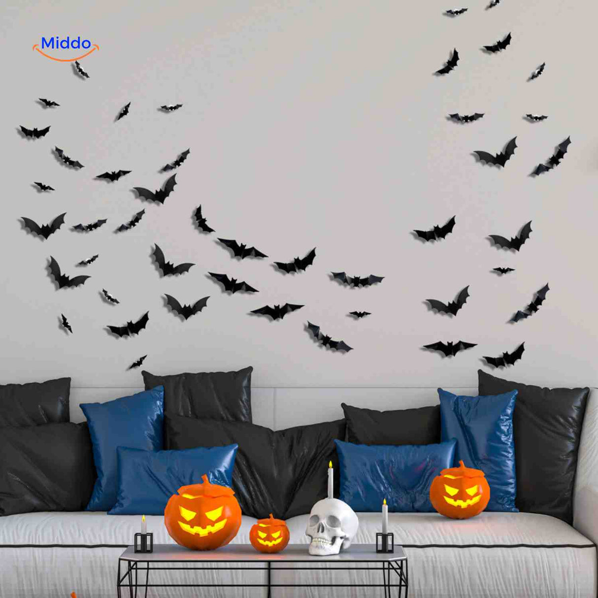 spooklight lamp halloween muurdecoratie met vleermuizen en led www.middo.nl