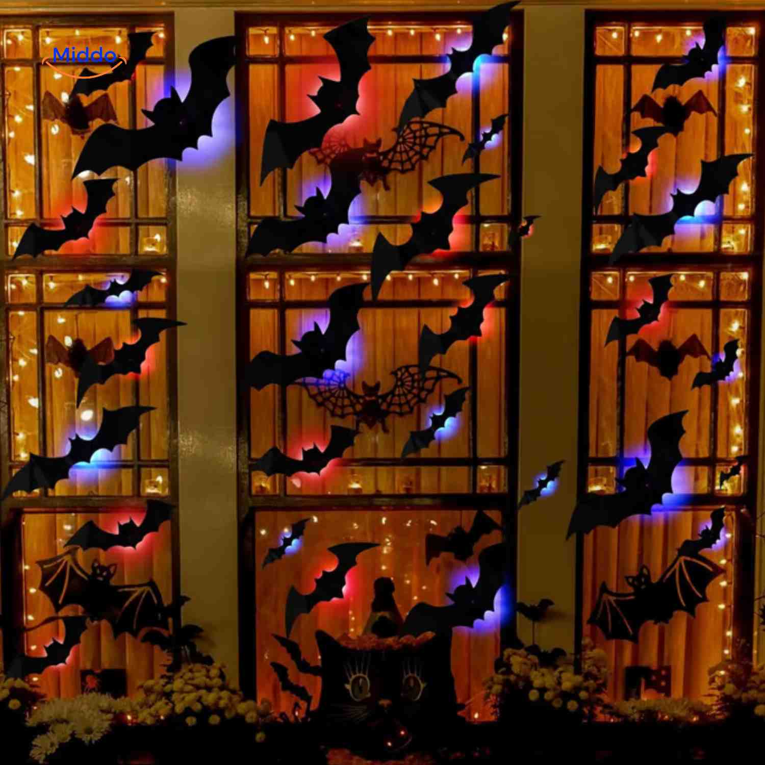 spooklight lamp halloween raamdecoratie met vleermuis en led www.middo.nl