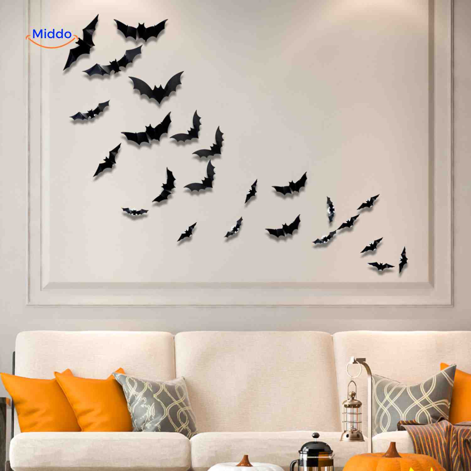 spooklight lamp vleermuizen decoratie aan muur woonkamer halloween www.middo.nl