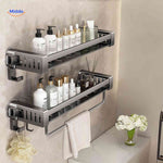 storiva rek tweelaags badkamerrek met handdoek en haakje www.middo.nl