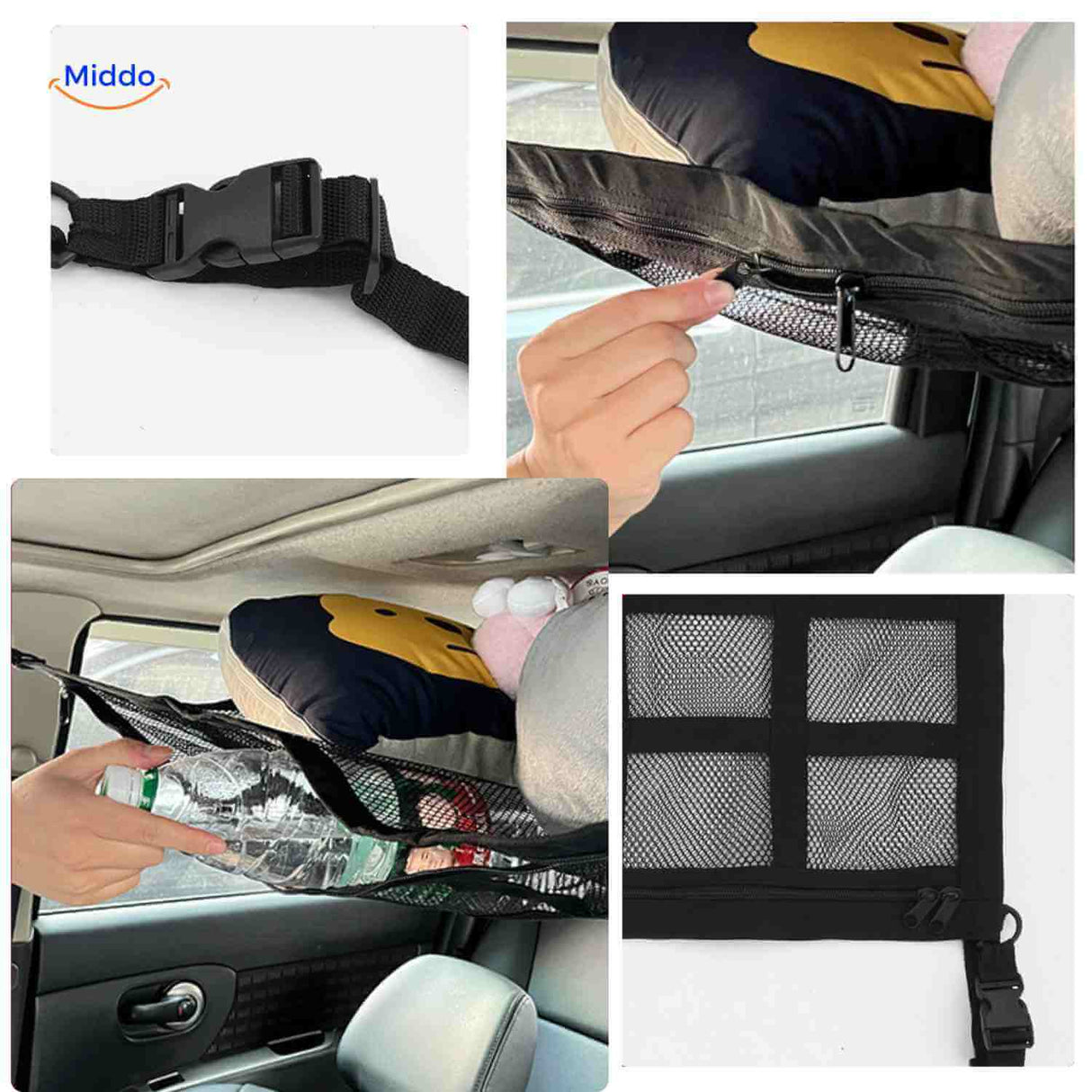 storixa netbag auto bagage opbergnet met gespen en rits www.middo.nl