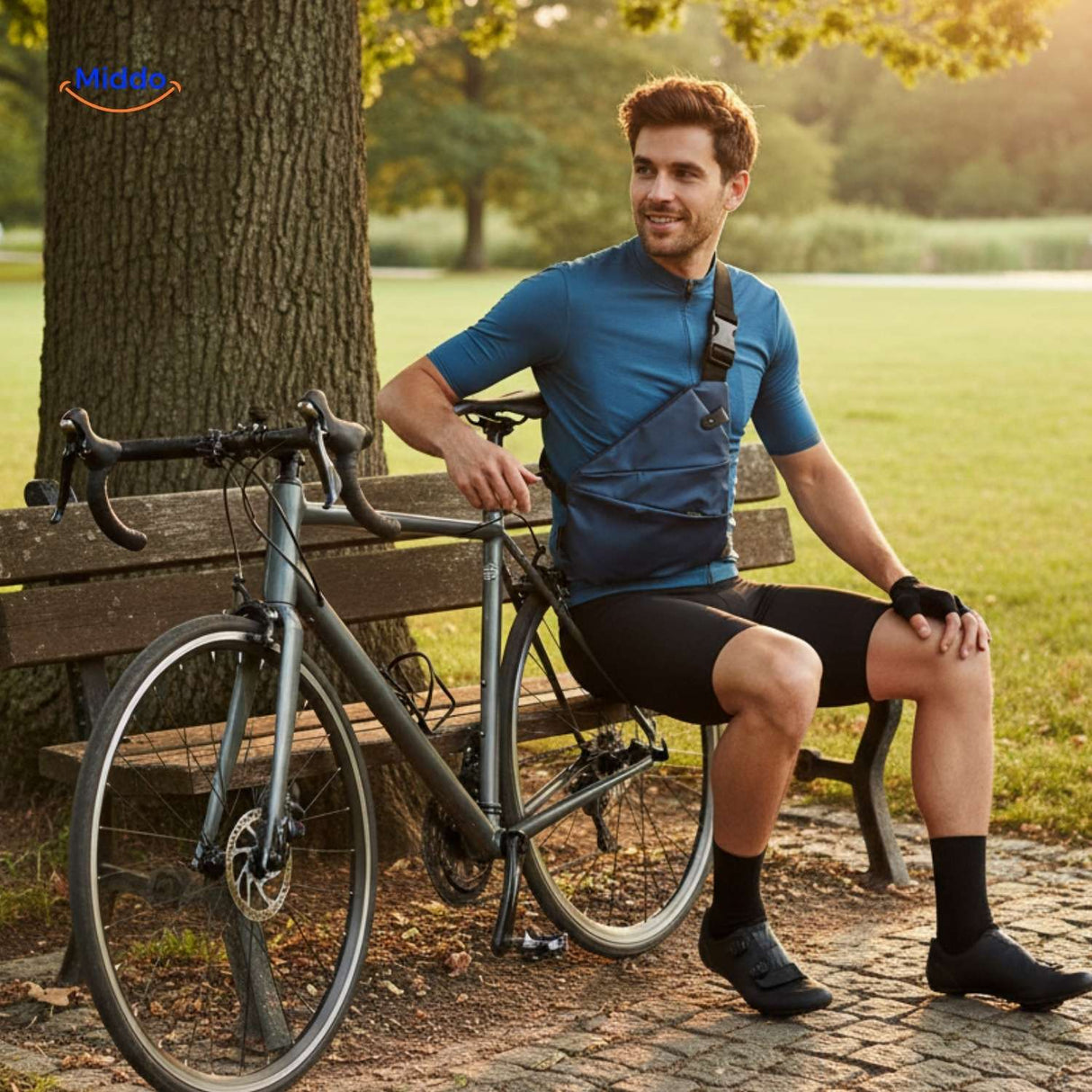 stratos borsttas unisex slingbag navy fiets outdoor www.middo.nl
