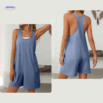 summiva jumpsuit blauw voorkant en achterkant luchtige racerback romper www.middo.nl