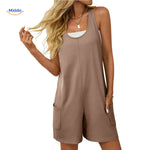 summiva jumpsuit bruin casual dames romper met zakken en racerback www.middo.nl