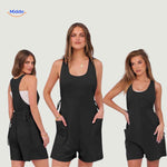 summiva jumpsuit donkergrijs zomers model met strikdetails en zakken www.middo.nl