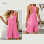 summiva jumpsuit roze voorkant en achterkant stijlvolle zomer romper www.middo.nl