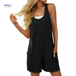 summiva jumpsuit zwart eenvoudig en stijlvol zomerpakje met zakken www.middo.nl