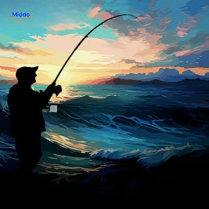 tacklebox adventkalender vissen silhouet bij zonsondergang www.middo.nl