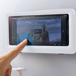 Telefoon in houder met touchscreen functionaliteit