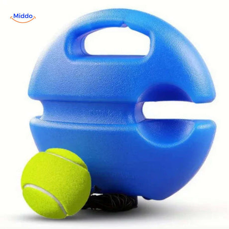 tennispro trainer ronde tennistrainer met handvat en solo bal www.middo.nl