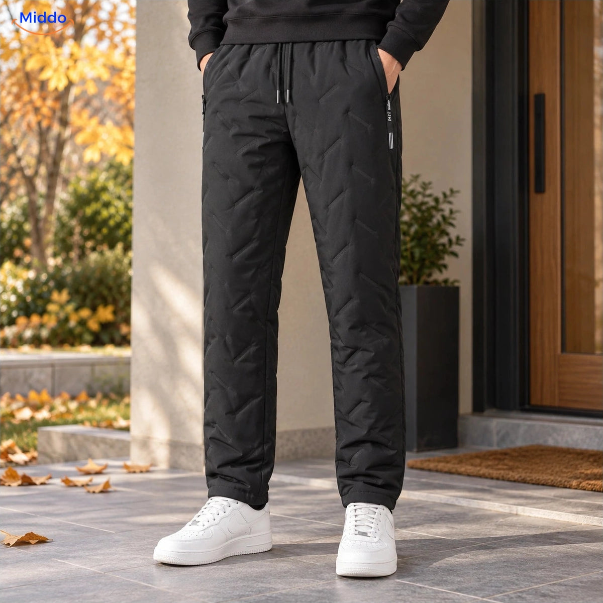 Thermoflex gevoerde winterbroek – gedragen zwart rechte pijp