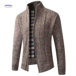 thermoknit vest gebreid gevoerd warm heren bruinzijde www.middo.nl