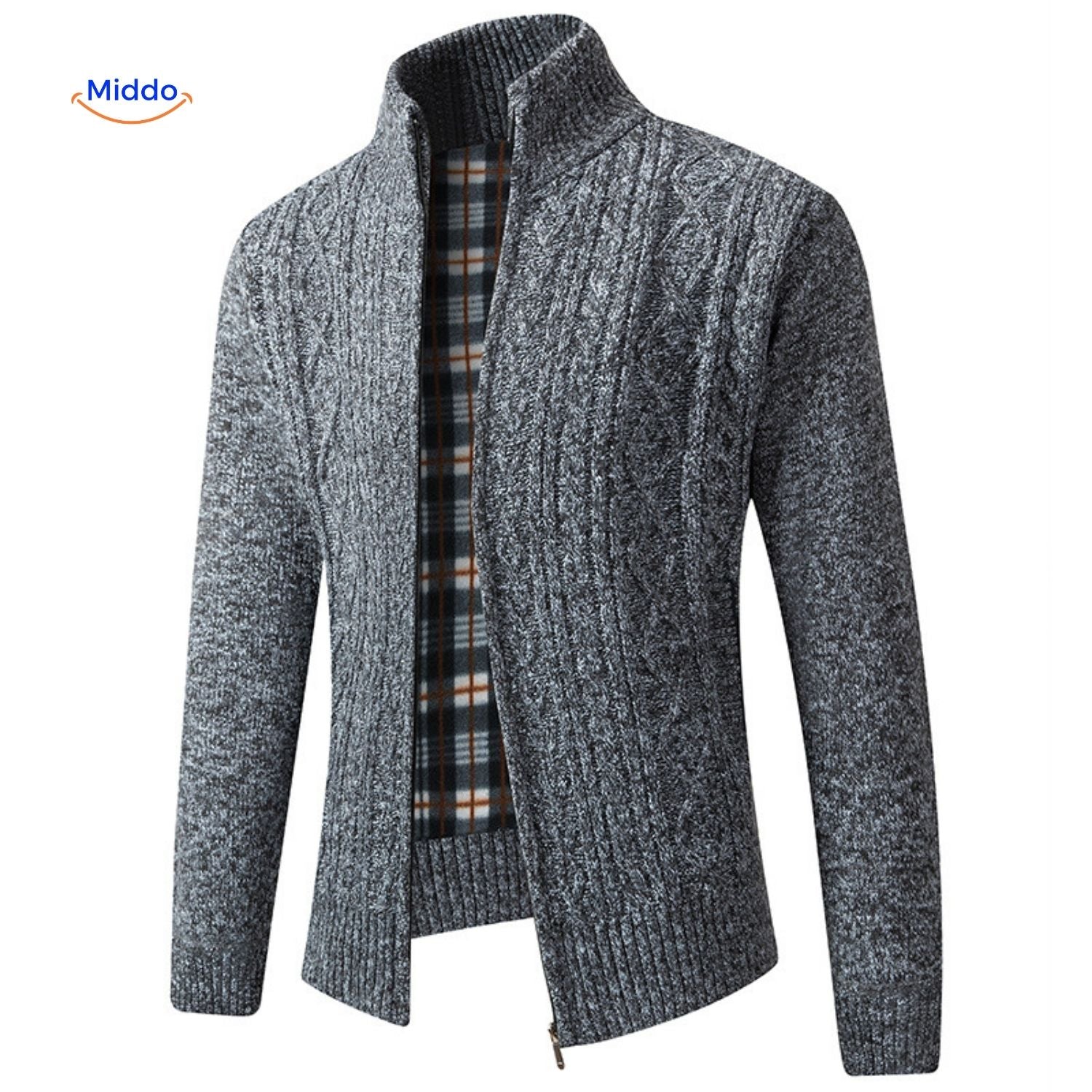 thermoknit vest gebreid gevoerd warm heren donkergrijs www.middo.nl