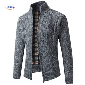thermoknit vest gebreid gevoerd warm heren donkergrijs www.middo.nl