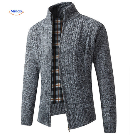 thermoknit vest gebreid gevoerd warm heren donkergrijs www.middo.nl