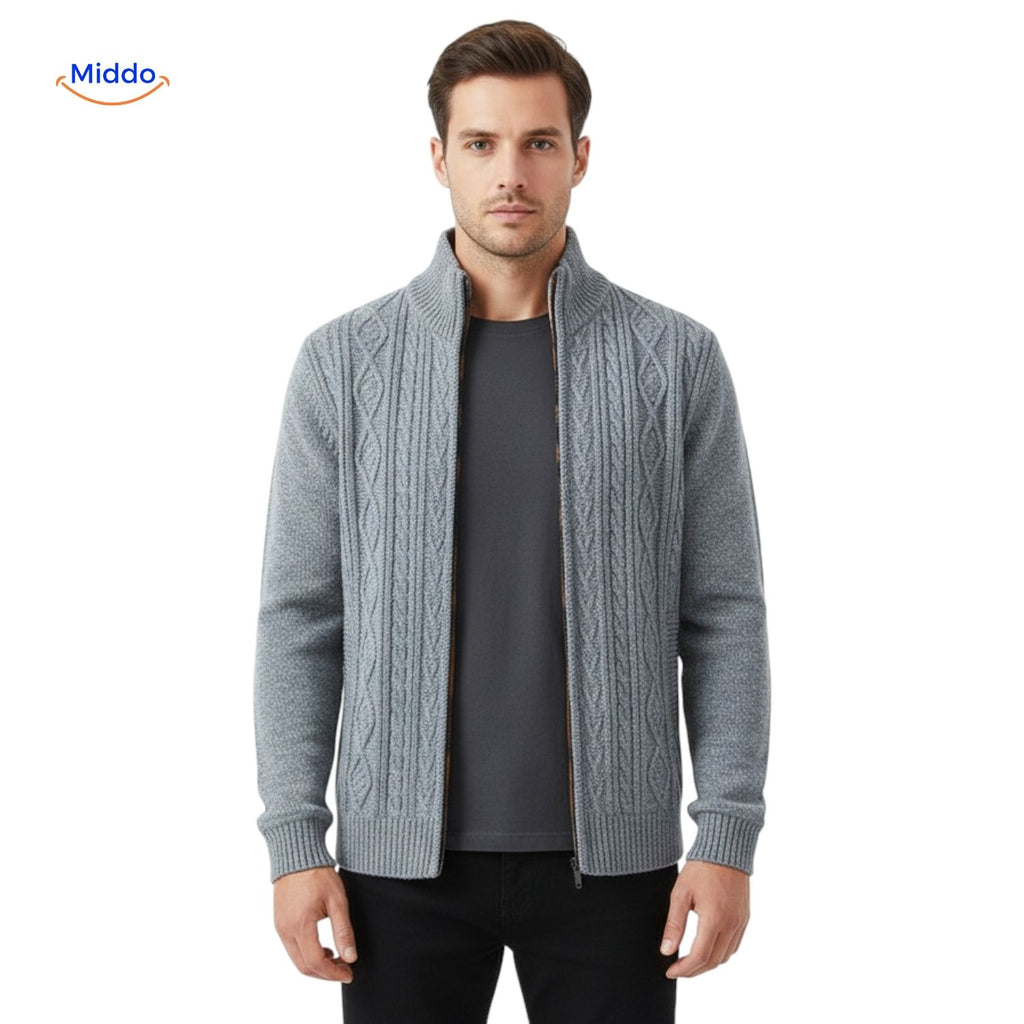 thermoknit vest heren open vooraanzicht grijs www.middo.nl