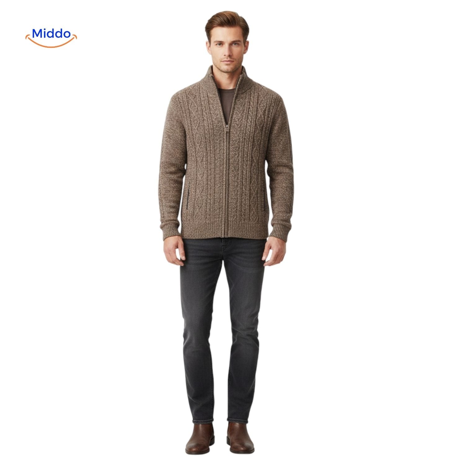 thermoknit vest heren volledige bodyshot bruin www.middo.nl