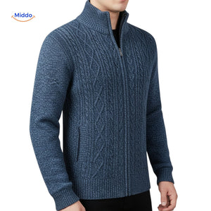 thermoknit vest heren zijkant close up blauw www.middo.nl