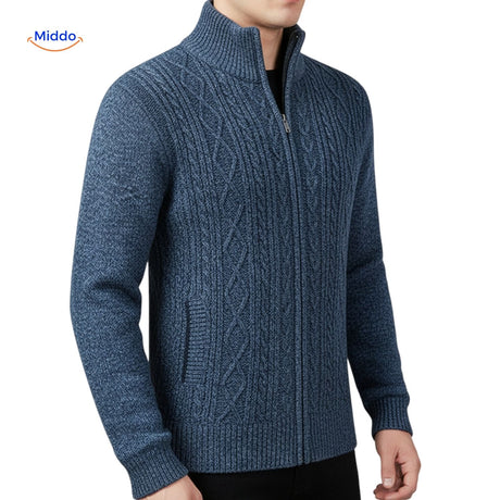 thermoknit vest heren zijkant close up blauw www.middo.nl