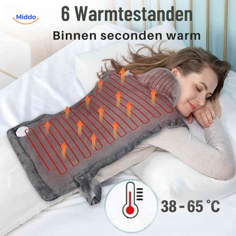Thermowrap sjaal met zes warmtestanden van circa 38 tot 65 °C.