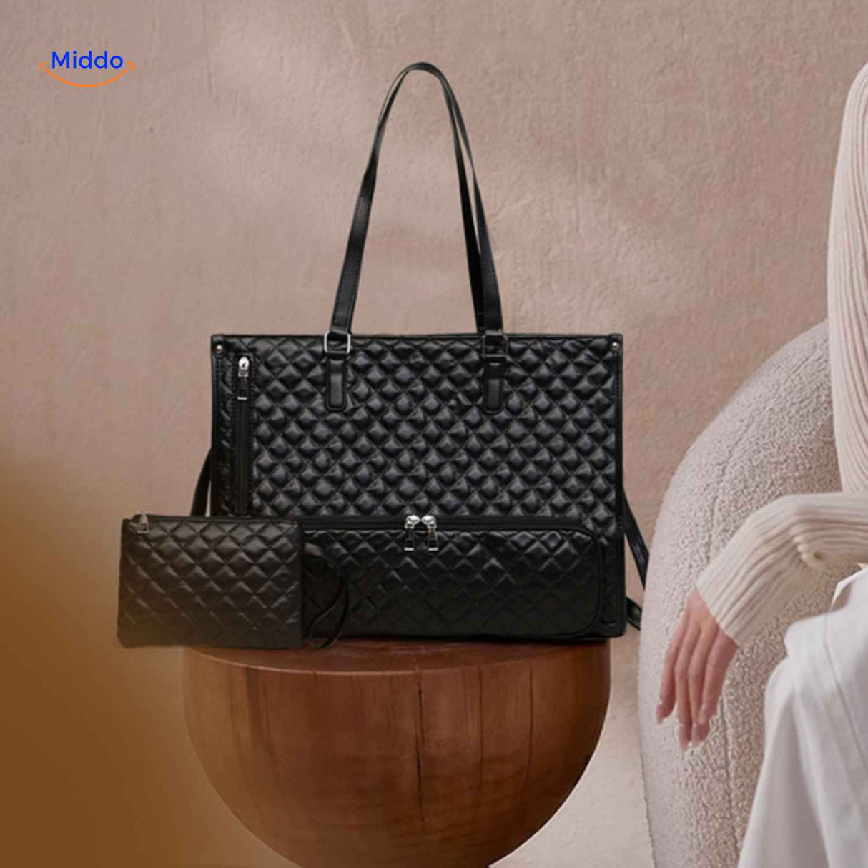 totezia tas zwart met etui chique koelhandtas www.middo.nl