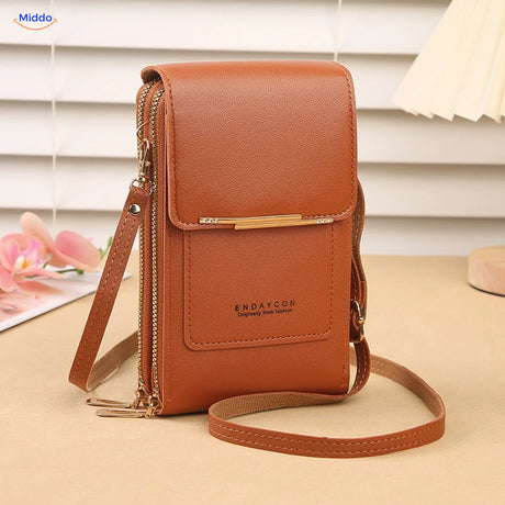 TouchScreenGo crossbody telefoontas, bruin