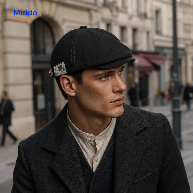 Zwarte Urban Heritage Flat Cap voor een tijdloze stadslook