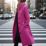 veloura mantel roze elegante lange jas op straat www.middo.nl