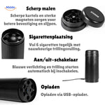 vibrogrind grinder met scherpe messen en sigarettenhouder details www.middo.nl