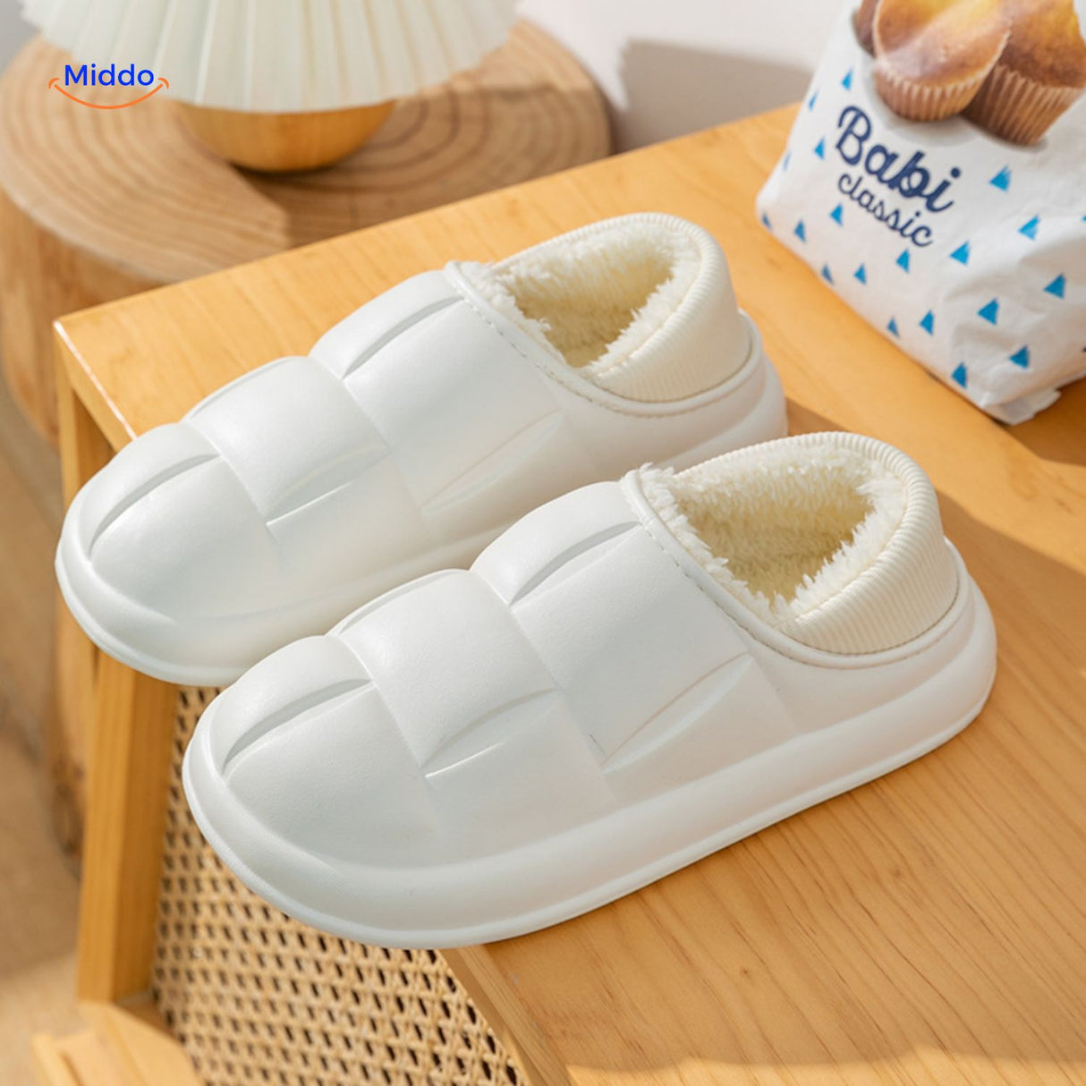 warmstep plus katoenen huispantoffels met anti slip voering Middo