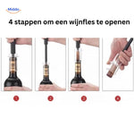wineease compacte wijnopener met afmetingen en design details