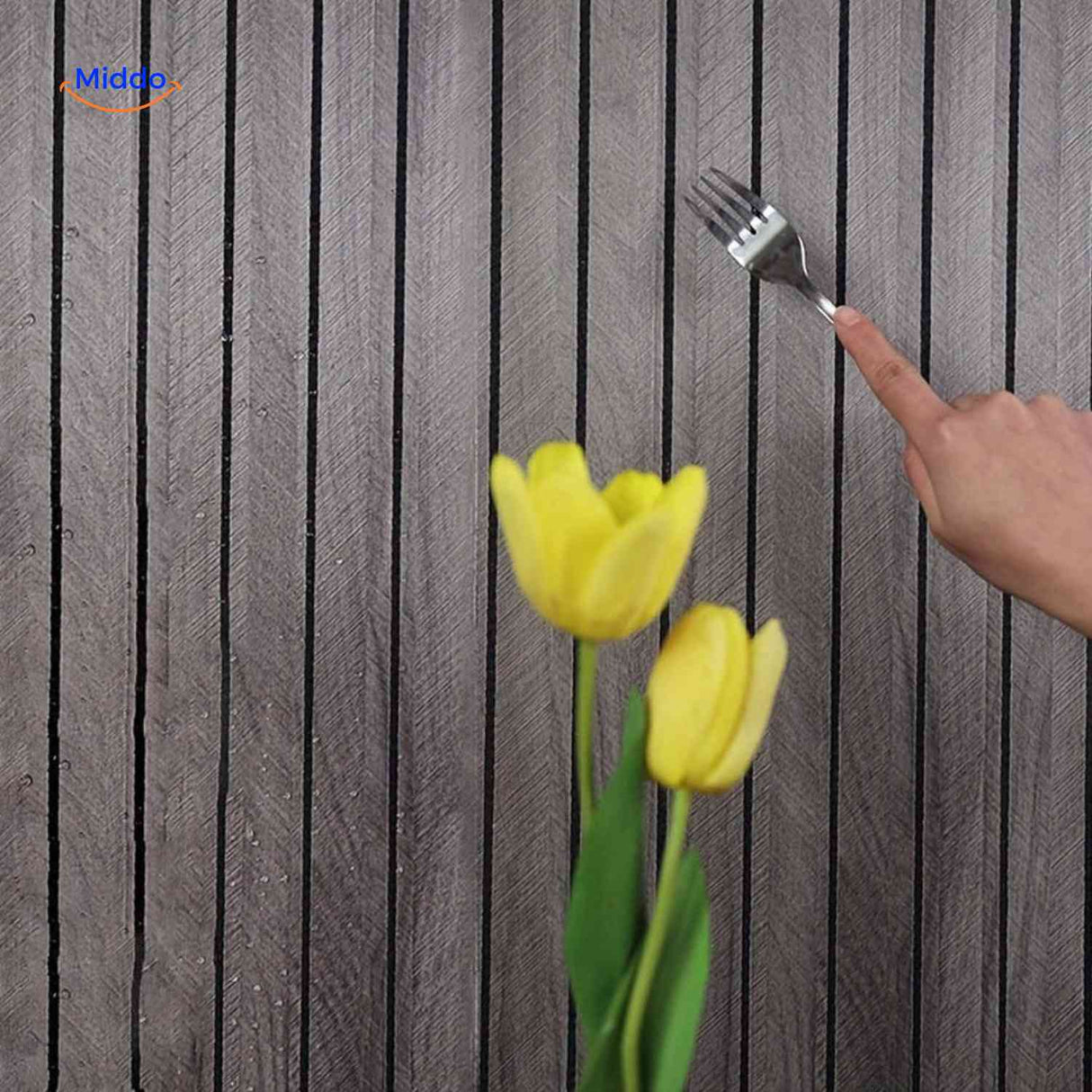 woodline wandpanelen grijs houtlook structuur detail www.middo.nl