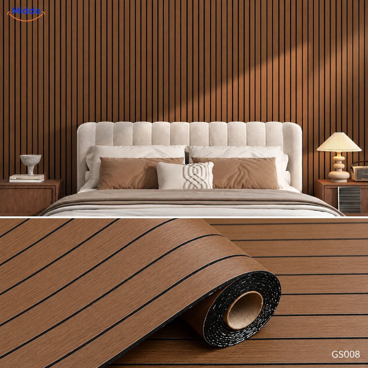 Woodline zelfklevende PVC-wandpanelen – Boompalm – GS008