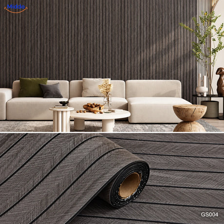 Woodline zelfklevende PVC-wandpanelen – Grijs/bruin – GS004