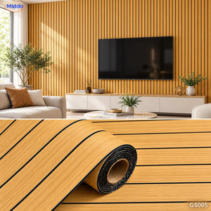 Woodline zelfklevende PVC-wandpanelen – Honingbruin – GS005
