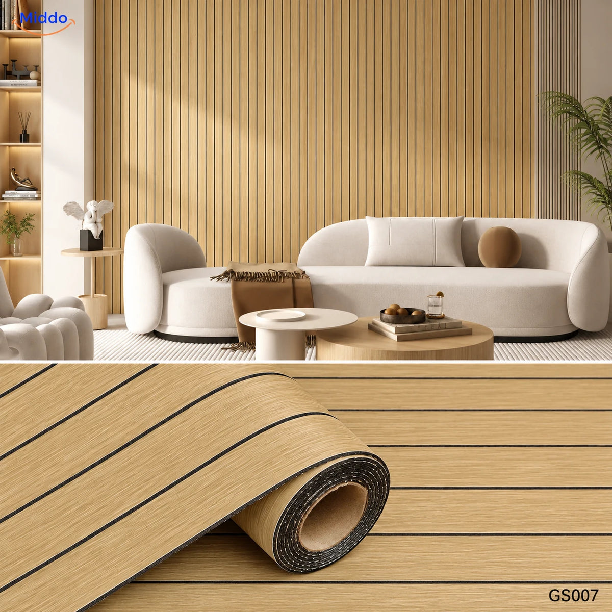 Woodline zelfklevende PVC-wandpanelen – Imitatie Eiken – GS007