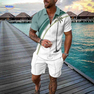 zippora set palmboom strand look groen wit zomer outfit www.middo.nl