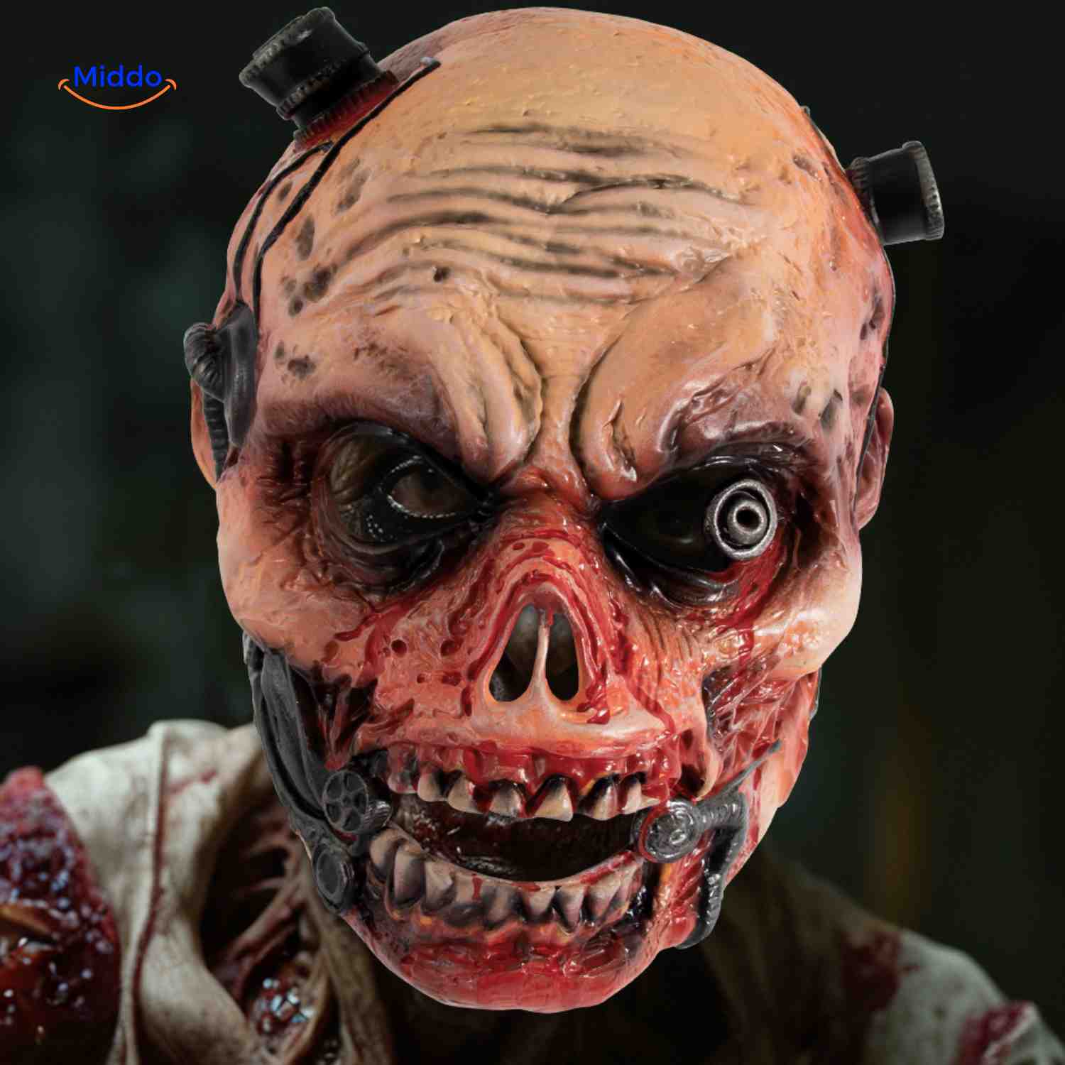 zombiora masker eng halloween griezelmasker met mechanische elementen www.middo.nl