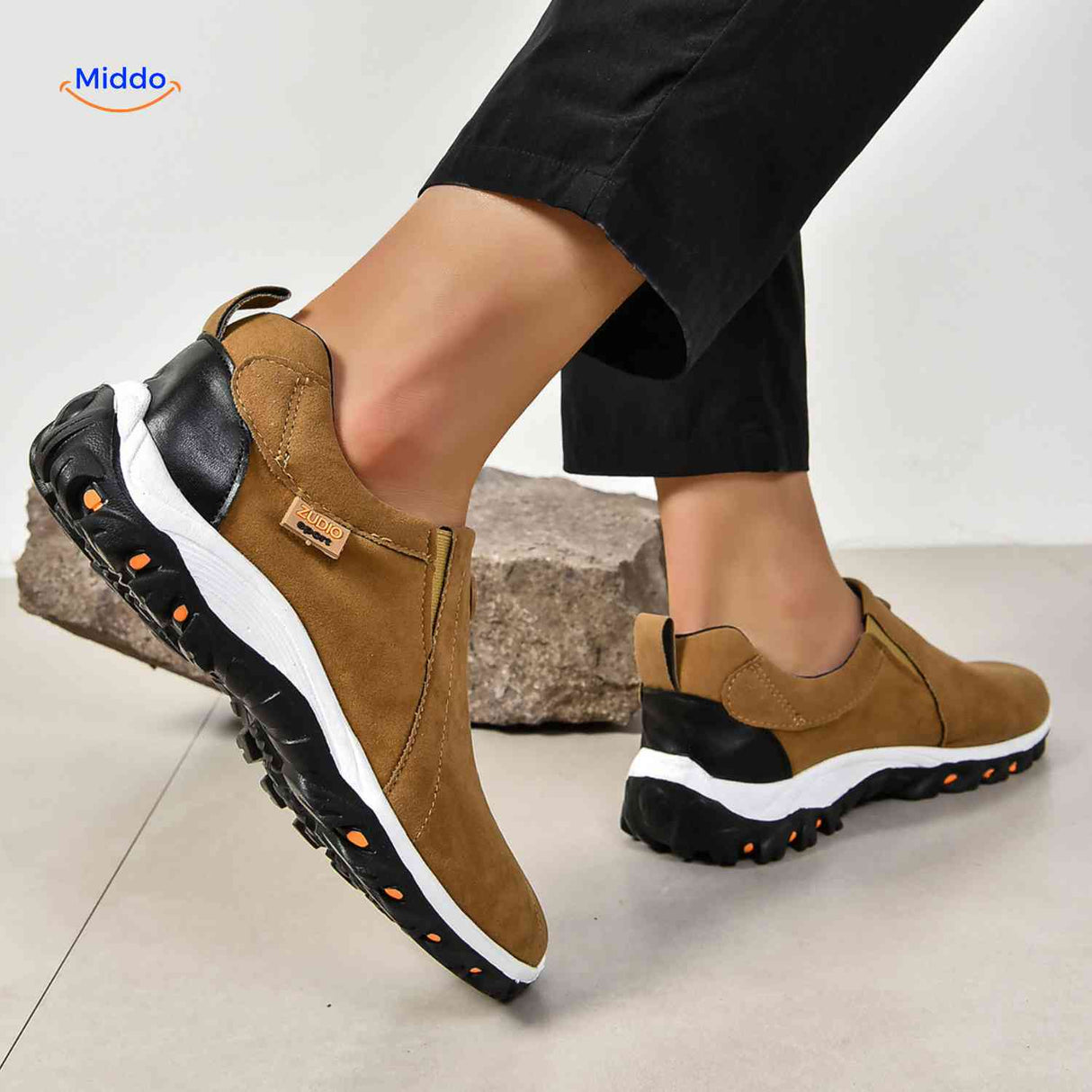 zwarte stridex heren instapschoenen sportief suede slip on sneakers www.middo.nl