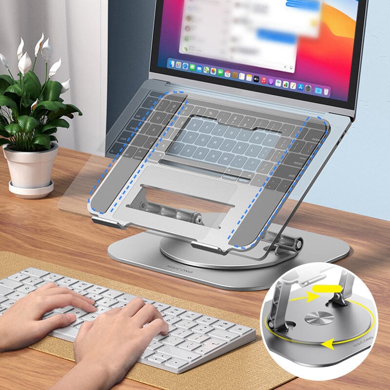 Support pour ordinateur portable pivotant à 360° réglable – Support  portable pliable ergonomique en aluminium pour ordinateur portable de  bureau à